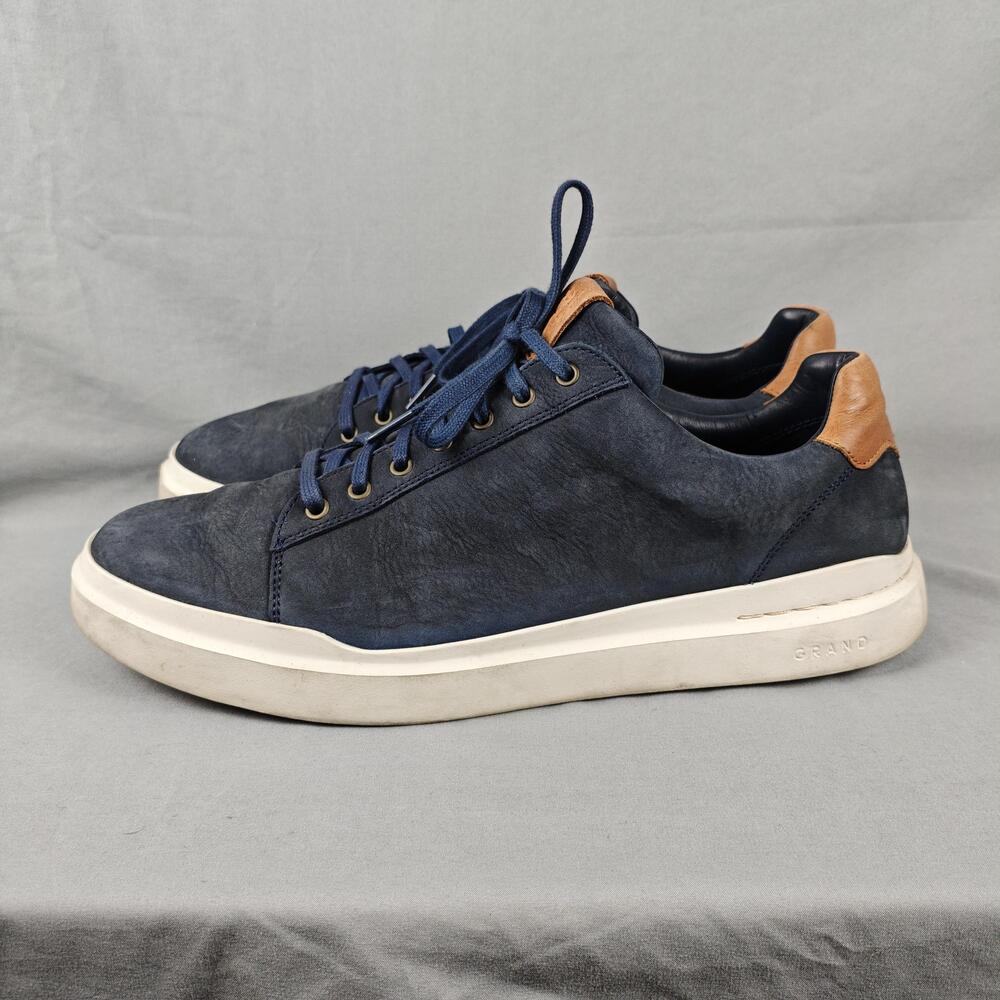 Cole Haan Grand Shoes Mens Size 13 Blue Leather Lace Up Sneakers C39503